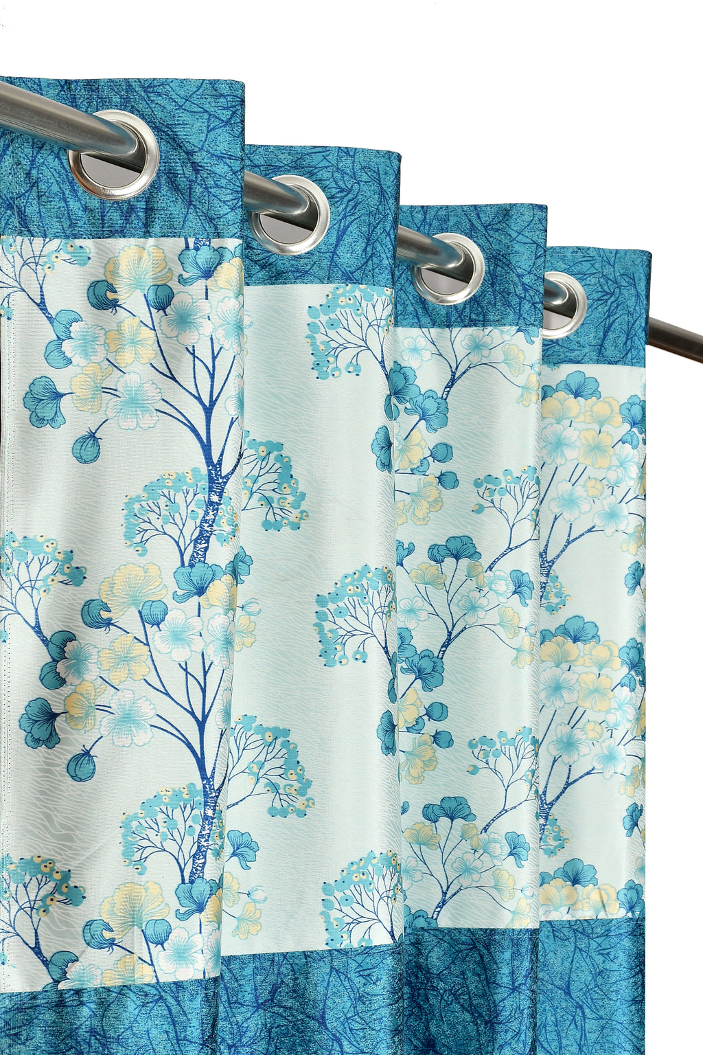 Aqua blue Camrin patch with umbrella design, suitable for curtains, by The Digital Kart, showing detailed embroidered umbrella pattern.