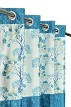 Aqua blue Camrin patch with umbrella design, suitable for curtains, by The Digital Kart, showing detailed embroidered umbrella pattern.