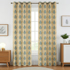 Aqua Christmas tree print curtains by The Digital Kart featuring festive holiday design in vibrant aqua color and fabric.