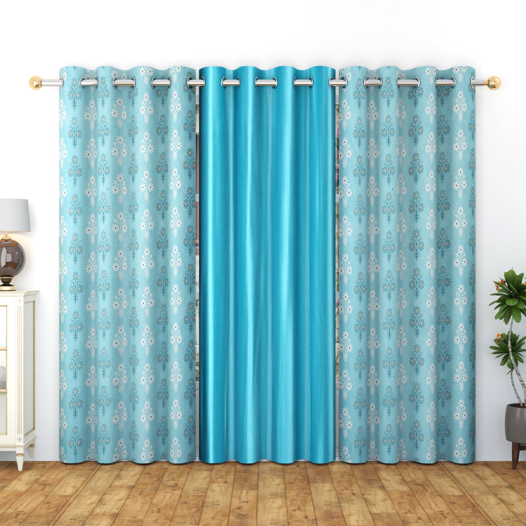 Meta print 1 combo (3 pcs) curtains