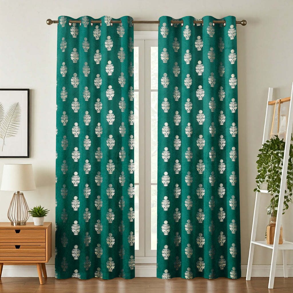 Velvet Foil Curtains Matka Print