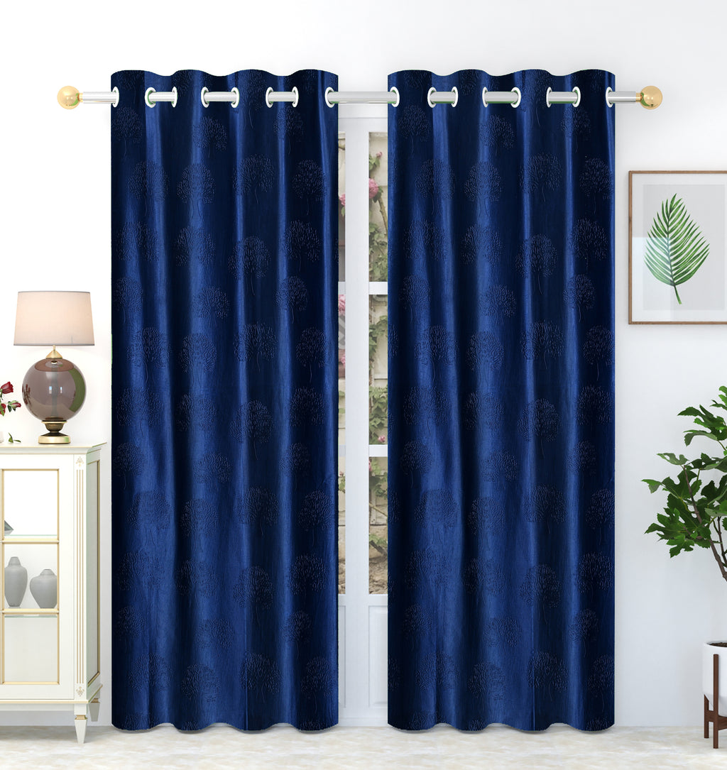 Blue tree punch curtains from The Digital Kart featuring a vibrant, nature-inspired pattern suitable for living rooms or bedrooms.
