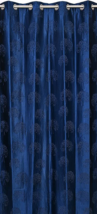 Blue tree punch curtains from The Digital Kart featuring a vibrant, leafy pattern ideal for window decor.