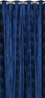 Blue tree punch curtains from The Digital Kart featuring a vibrant, leafy pattern ideal for window decor.