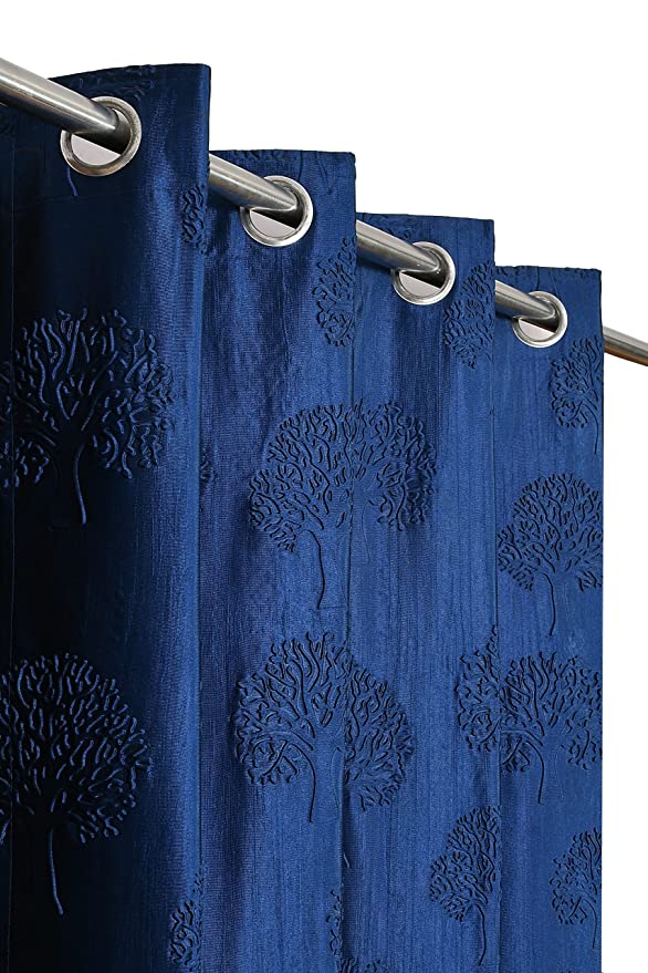 Blue tree punch curtains from The Digital Kart featuring a vibrant, nature-inspired pattern perfect for window decor.