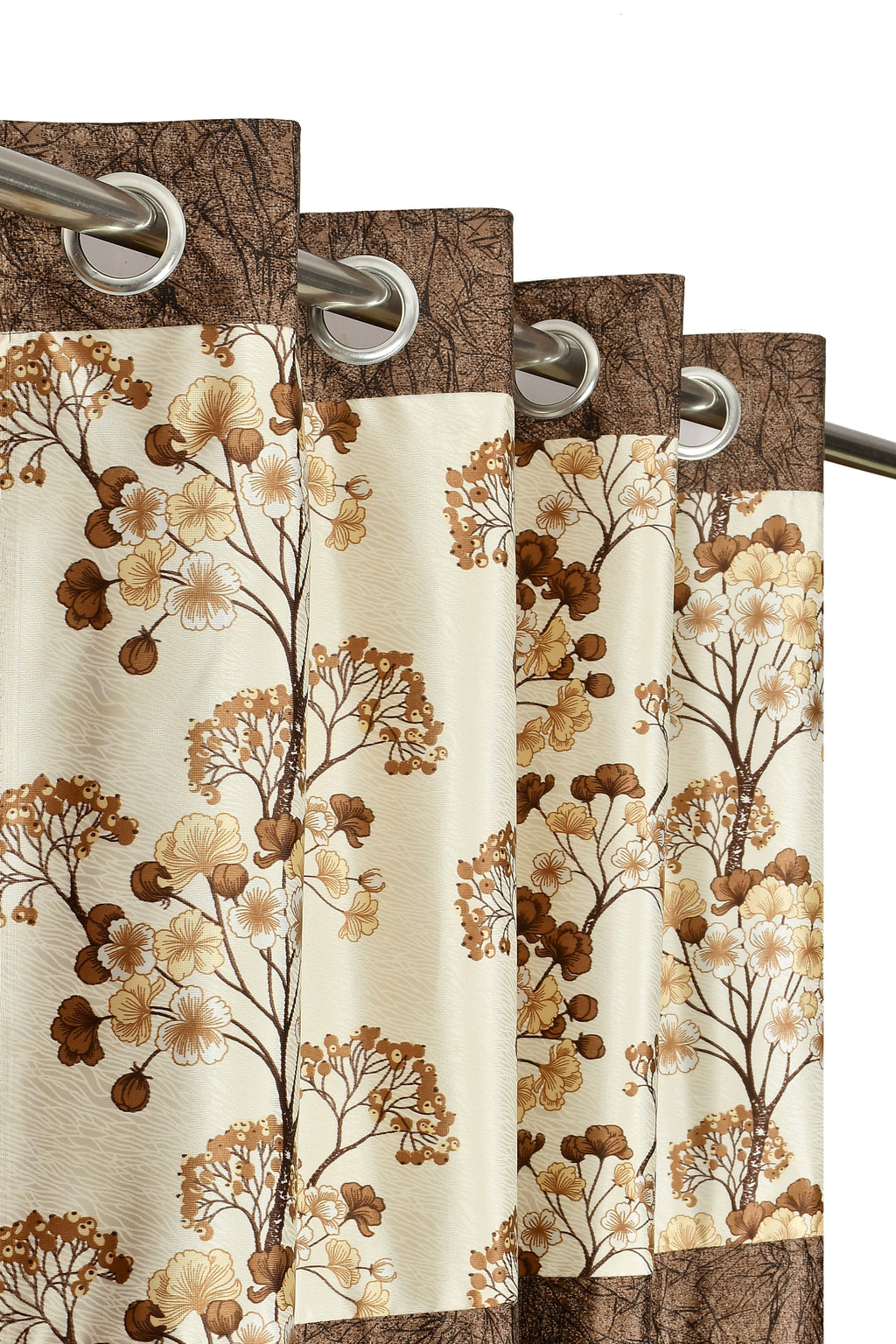Camrin patch umbrella curtains by The Digital Kart featuring coffee-colored fabric and decorative patch details.