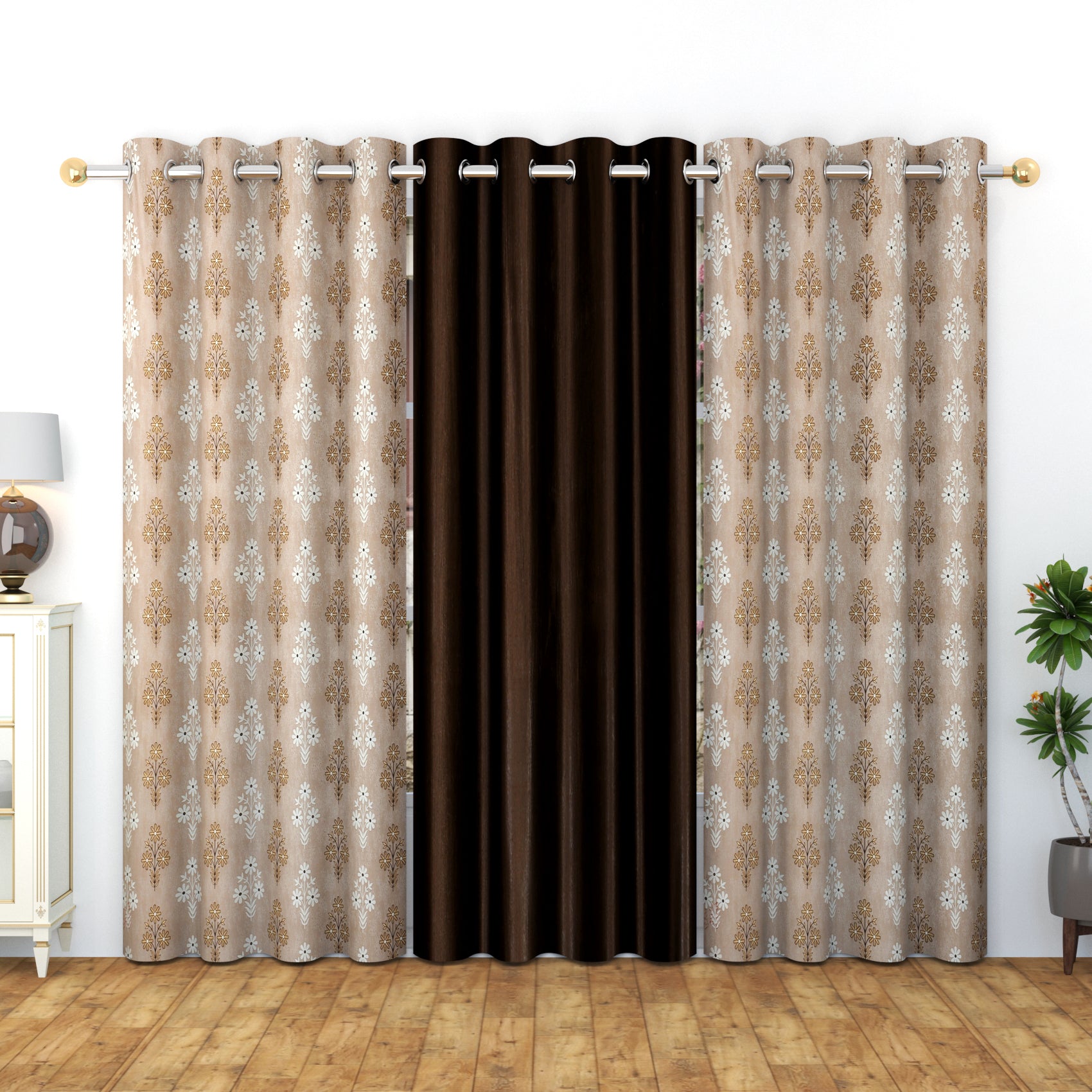 Meta print 1 combo (3 pcs) curtains