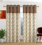 Rainbow umbrella curtains featuring colorful Camrin Patch design by The Digital Kart, hanging in a cozy room window.