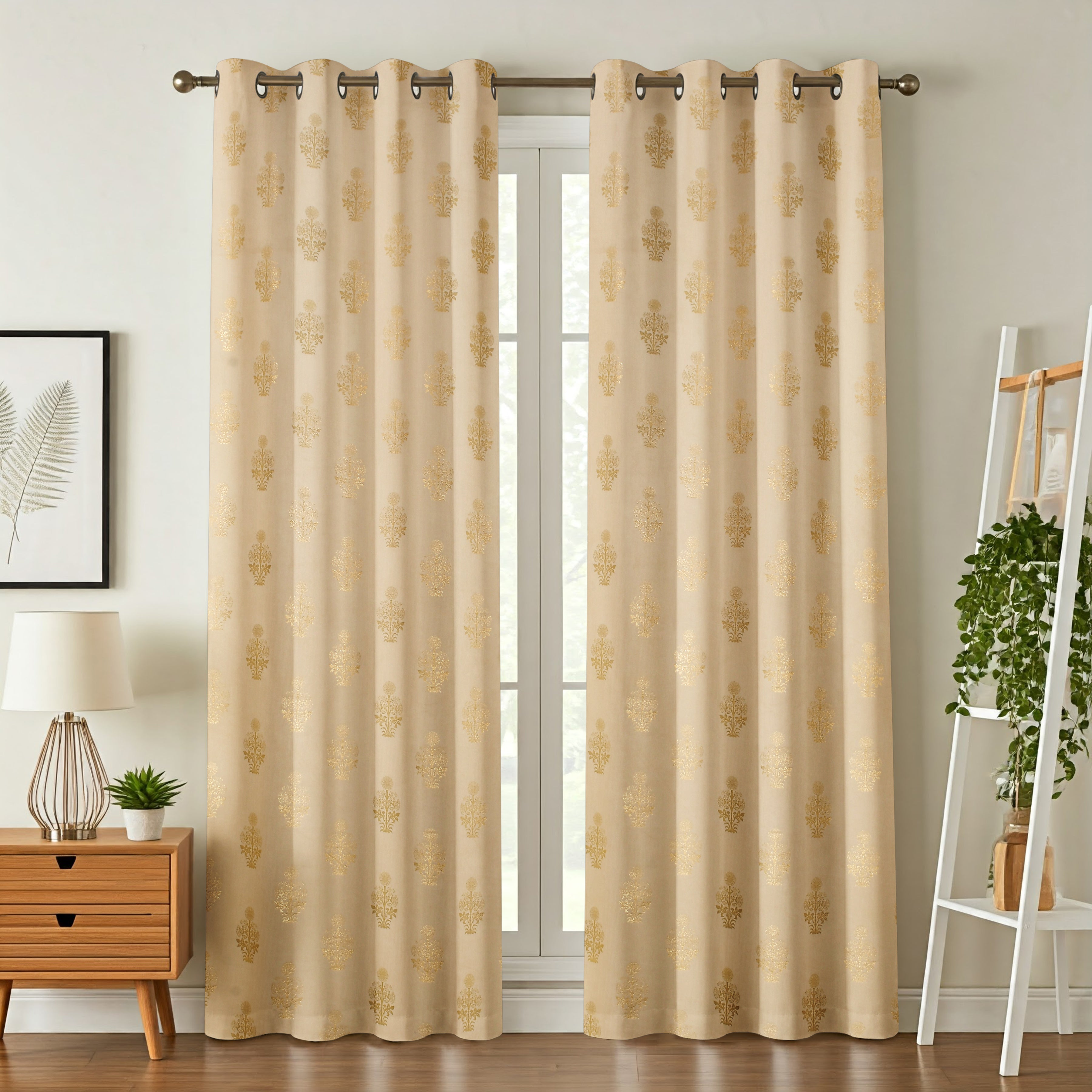 Velvet Foil Curtains Matka Print