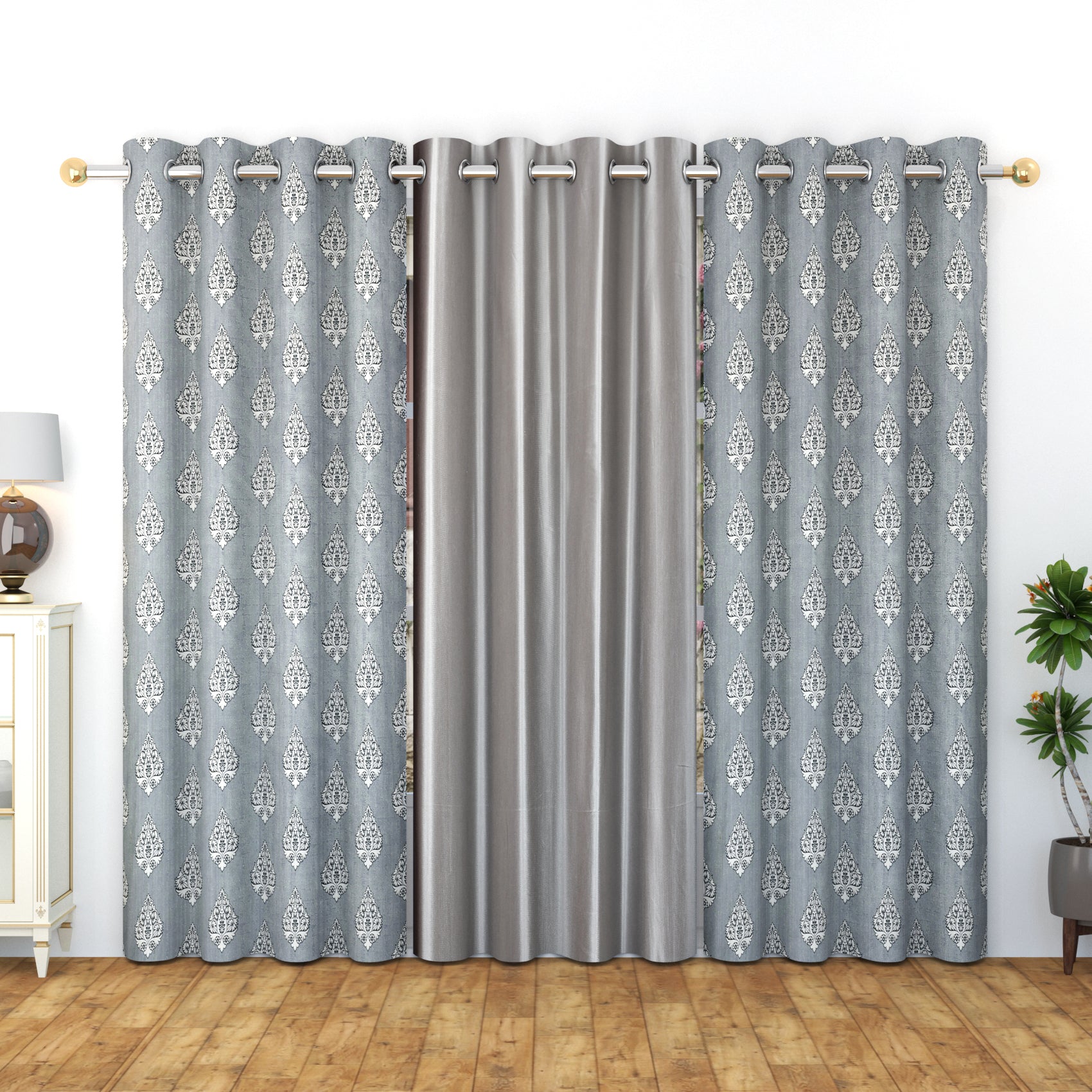 Meta print 4 combo ( 3 pcs ) curtains