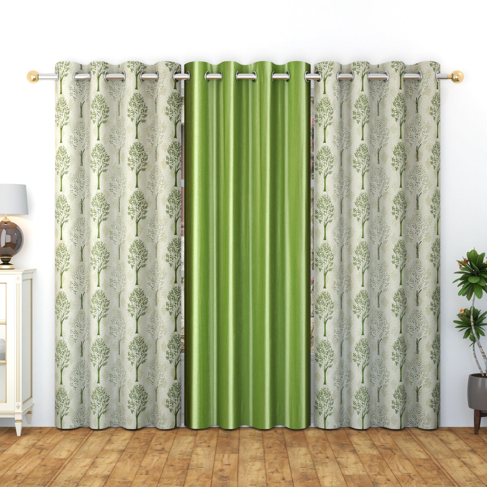 Meta print 2 combo (3 pcs ) curtains