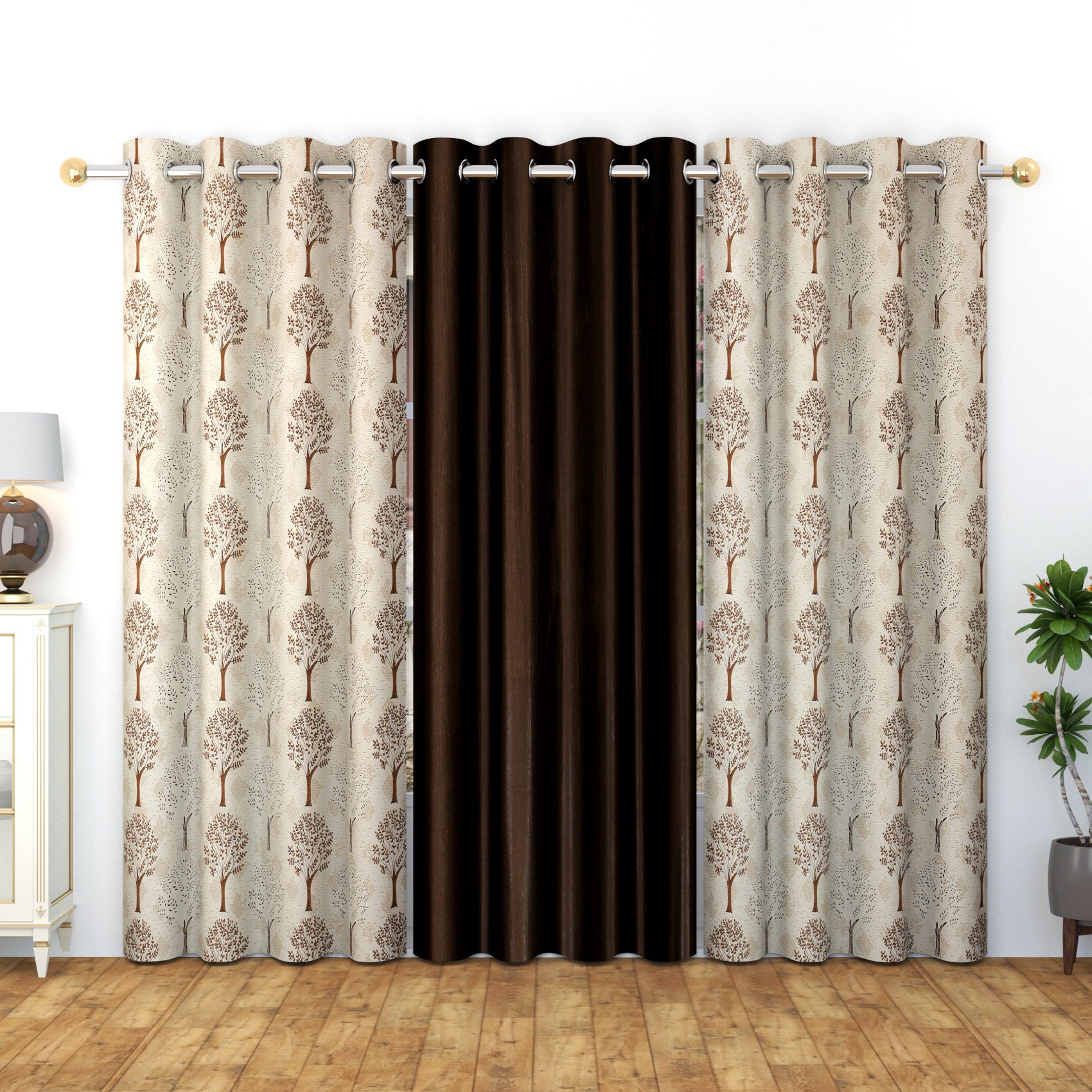 Meta print 2 combo (3 pcs ) curtains