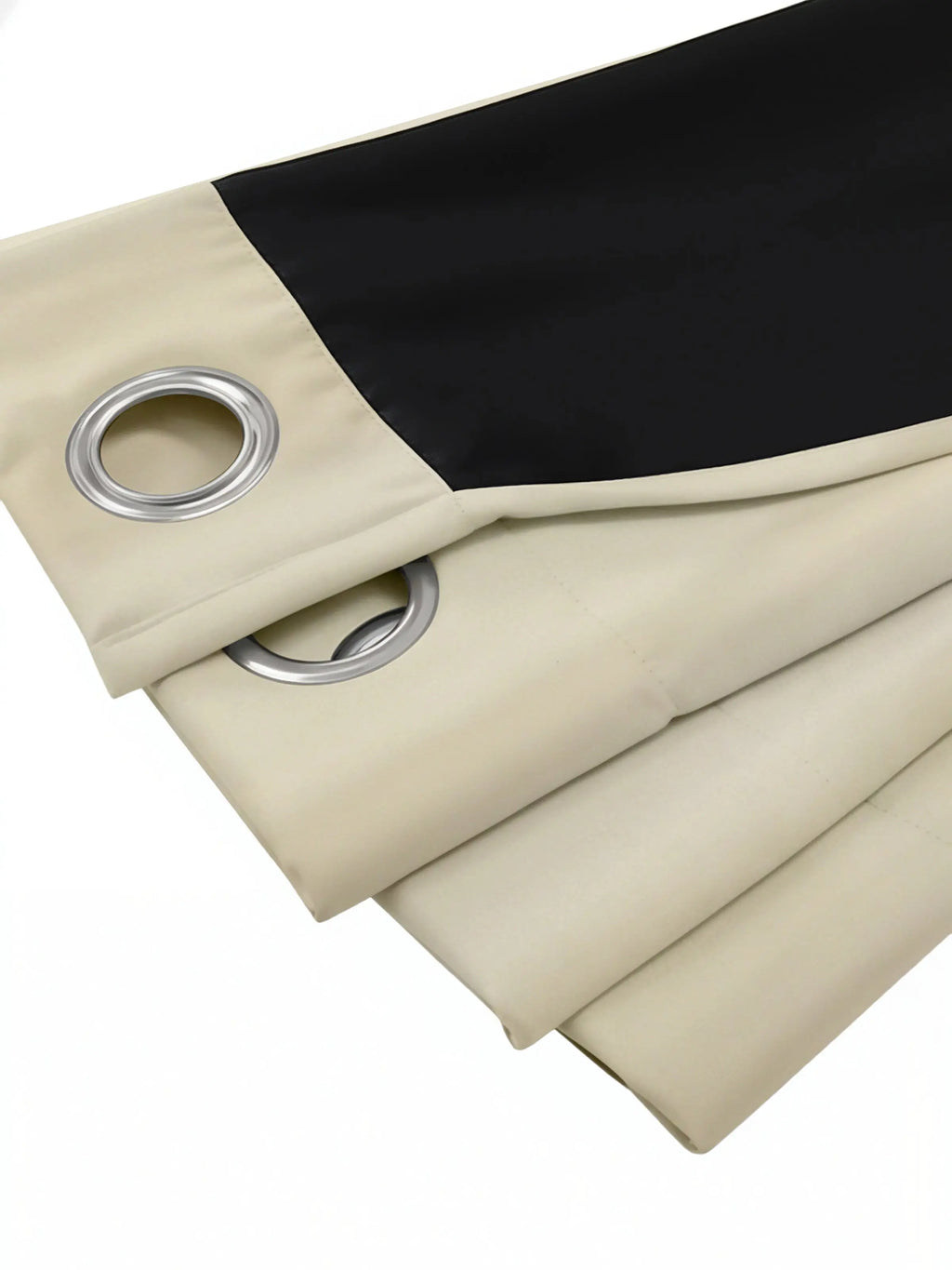 Luxury black blackout curtains from The Digital Kart hanging in a living room, blocking out light with a sleek black fabric.