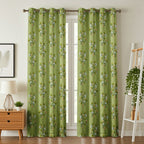 Surbhi Guldasta print curtains by The Digital Kart hanging in a room with floral and intricate patterns in vibrant colors.