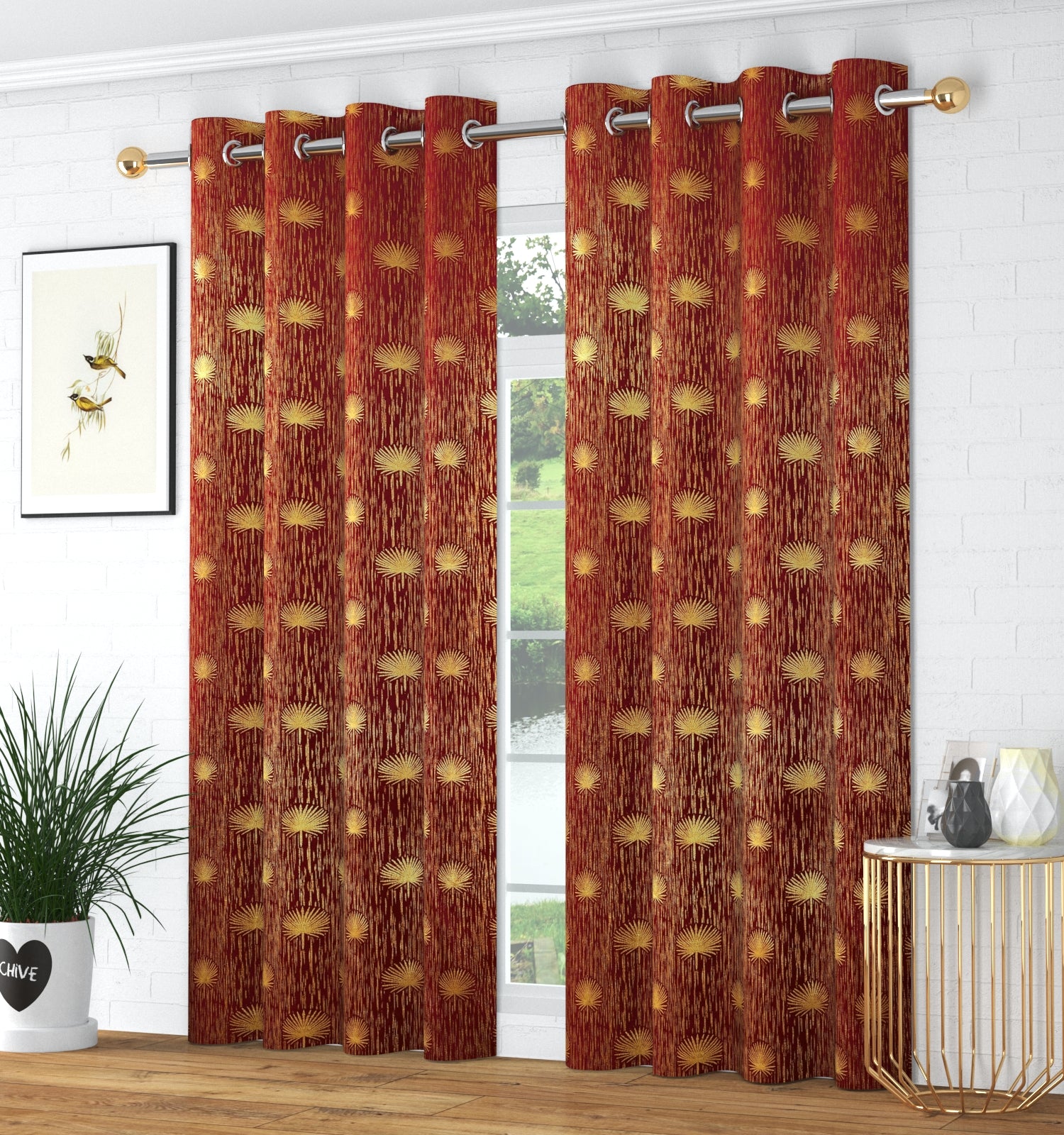 Velvet Curtain Foil jhadu print