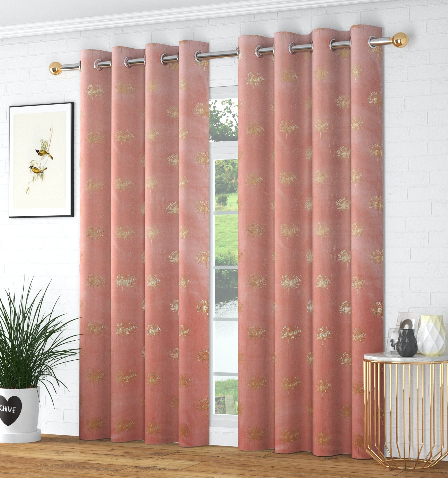 Velvet Curtain Foil jhadu print