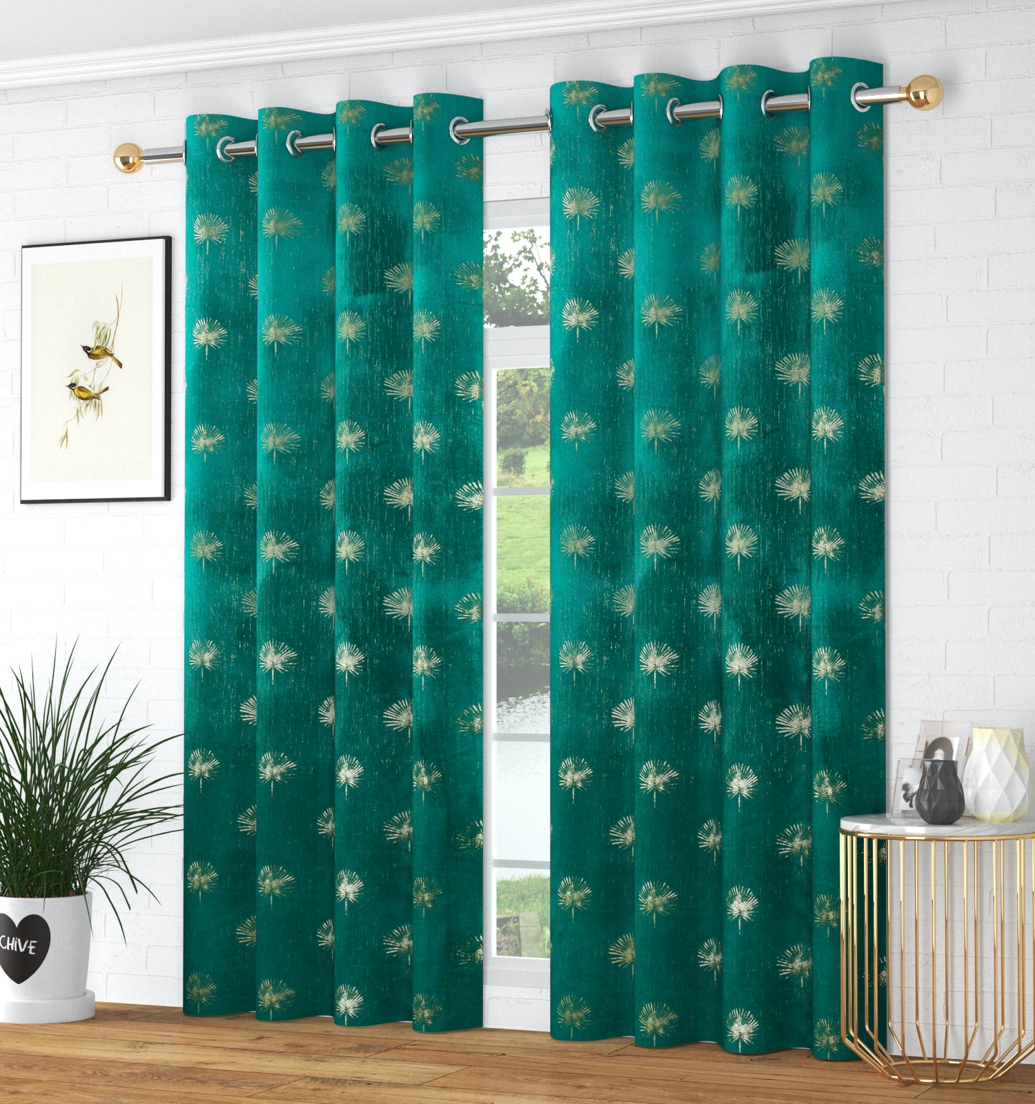 Velvet Curtain Foil jhadu print