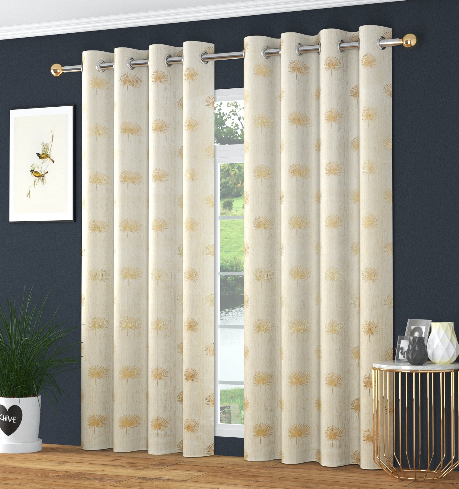 Velvet Curtain Foil jhadu print