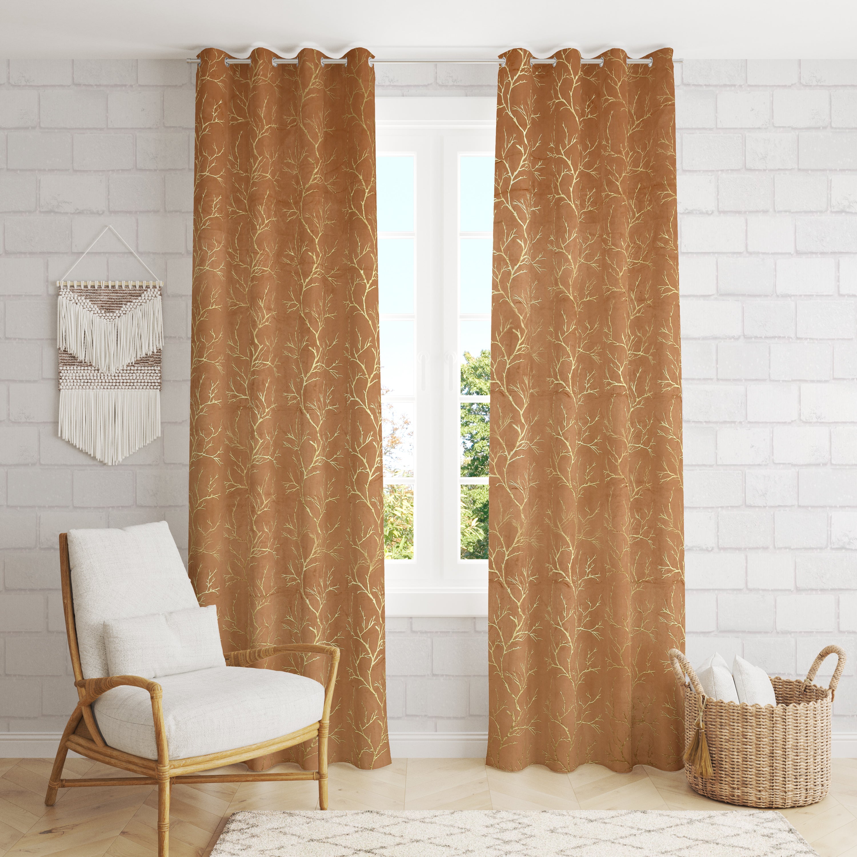 Digital Kart Royal Velvet Foil Branch Curtain