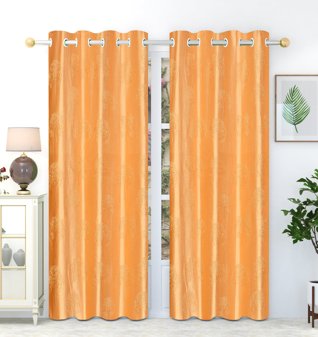 Gold tree punch curtains from The Digital Kart featuring a stylish tree punch pattern and elegant gold fabric.