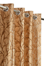 Golden Surbhi Super Star print curtains from The Digital Kart hanging on a window with star patterns and stylish design.