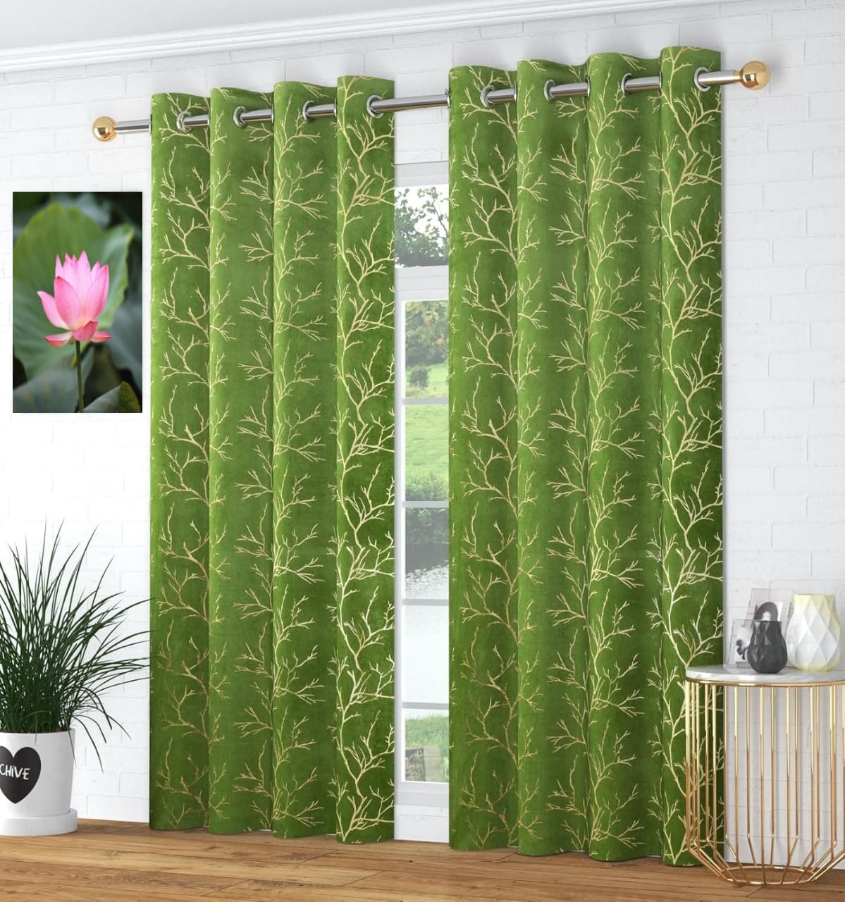 Digital Kart Royal Velvet Foil Branch Curtain