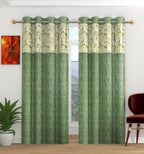 Green Camrin patch umbrella curtain with digital print, showcasing vibrant design and fabric texture from The Digital Kart.