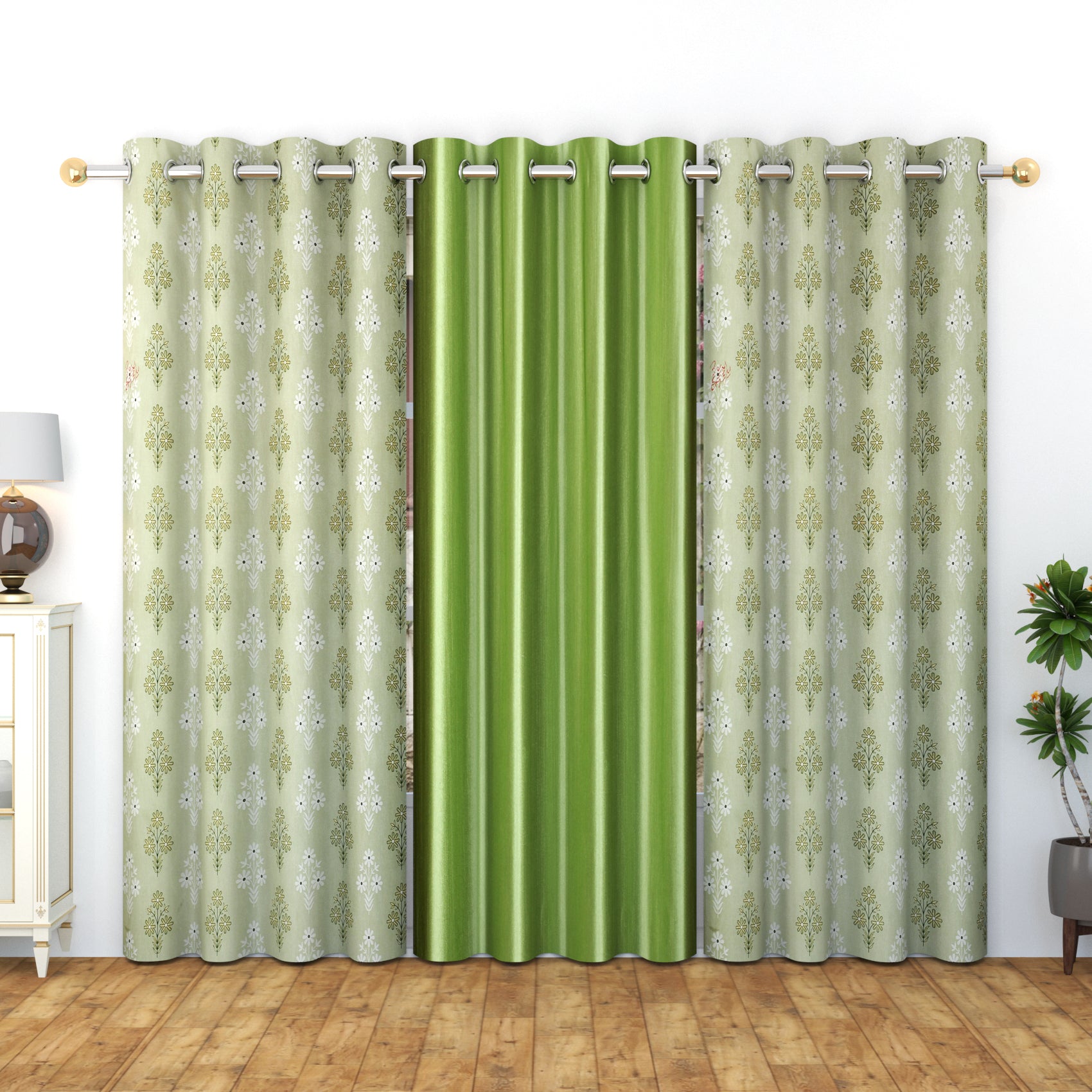 Meta print 1 combo (3 pcs) curtains