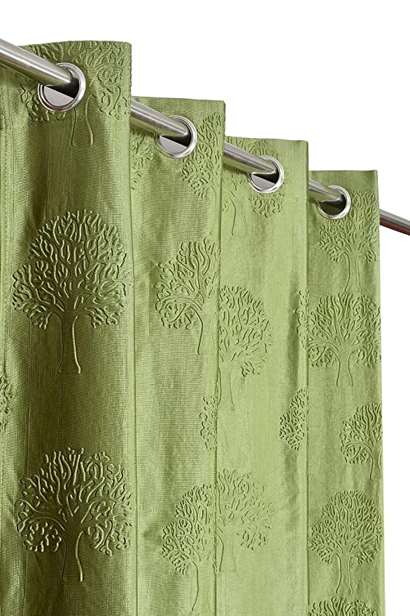 Green tree punch curtains from The Digital Kart featuring a vibrant, leafy pattern perfect for adding a natural touch to any room.