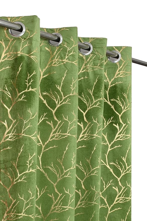 Digital Kart Royal Velvet Foil Branch Curtain
