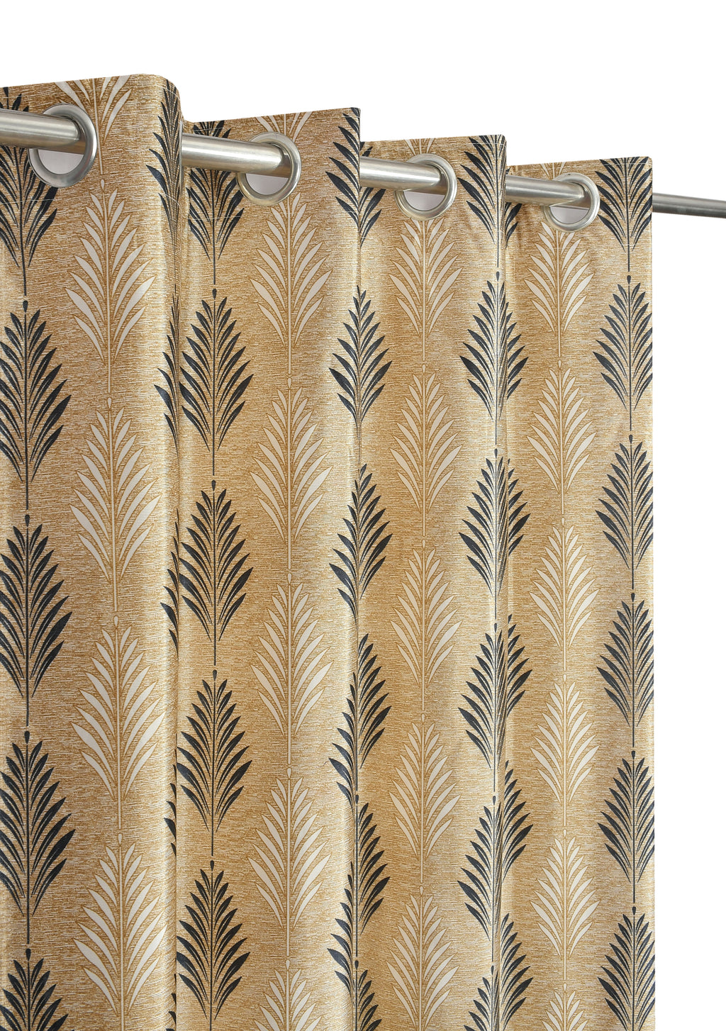 Gray Surbhi Christmas tree print curtains from The Digital Kart, featuring festive holiday tree patterns on fabric.