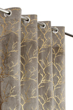 Gray luxury velvet curtains for living room by The Digital Kart, soft fabric with elegant drape and modern design.