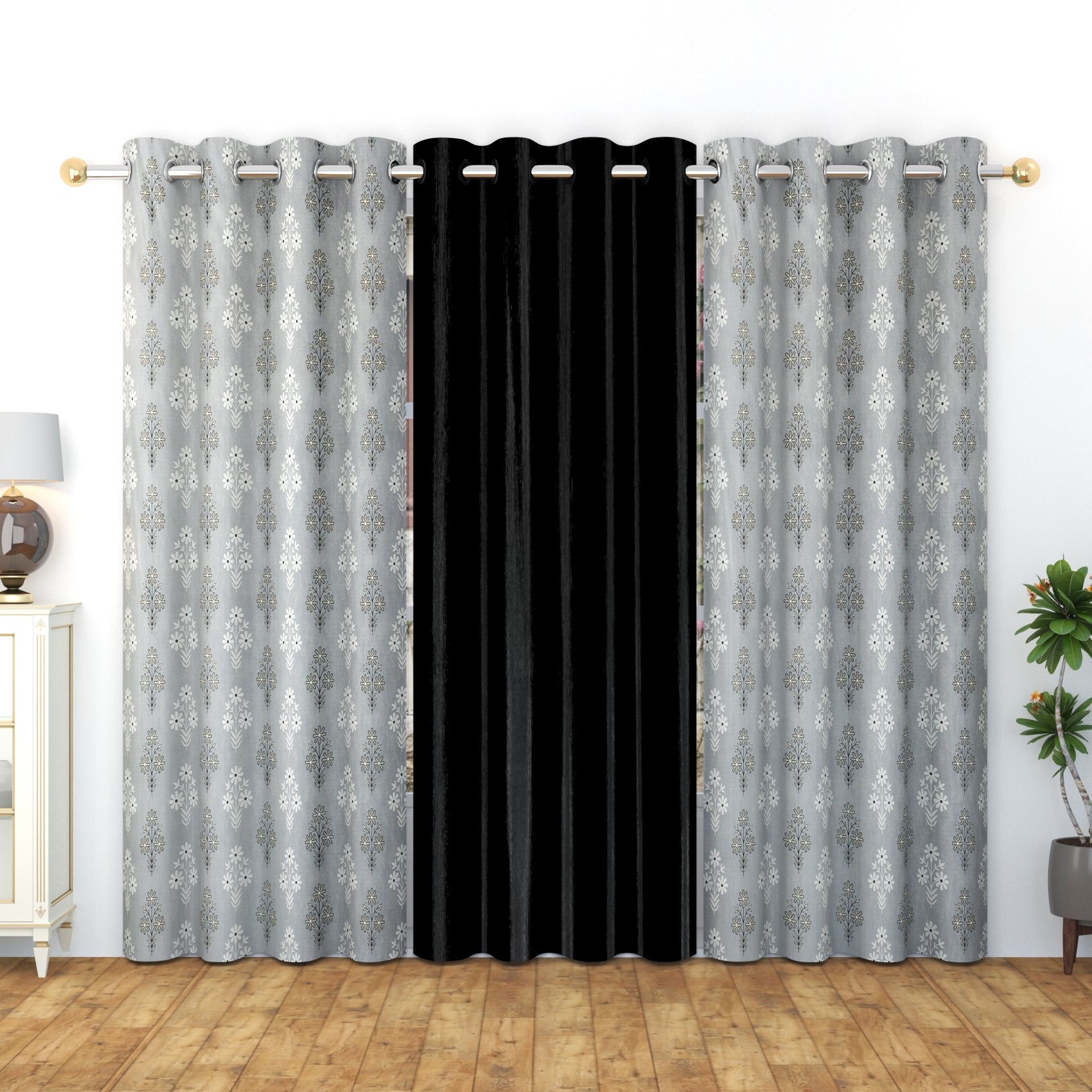 Meta print 1 combo (3 pcs) curtains