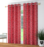 Maroon Surbhi super star print curtains from The Digital Kart hanging on a window, showcasing vibrant star patterns and elegant design.