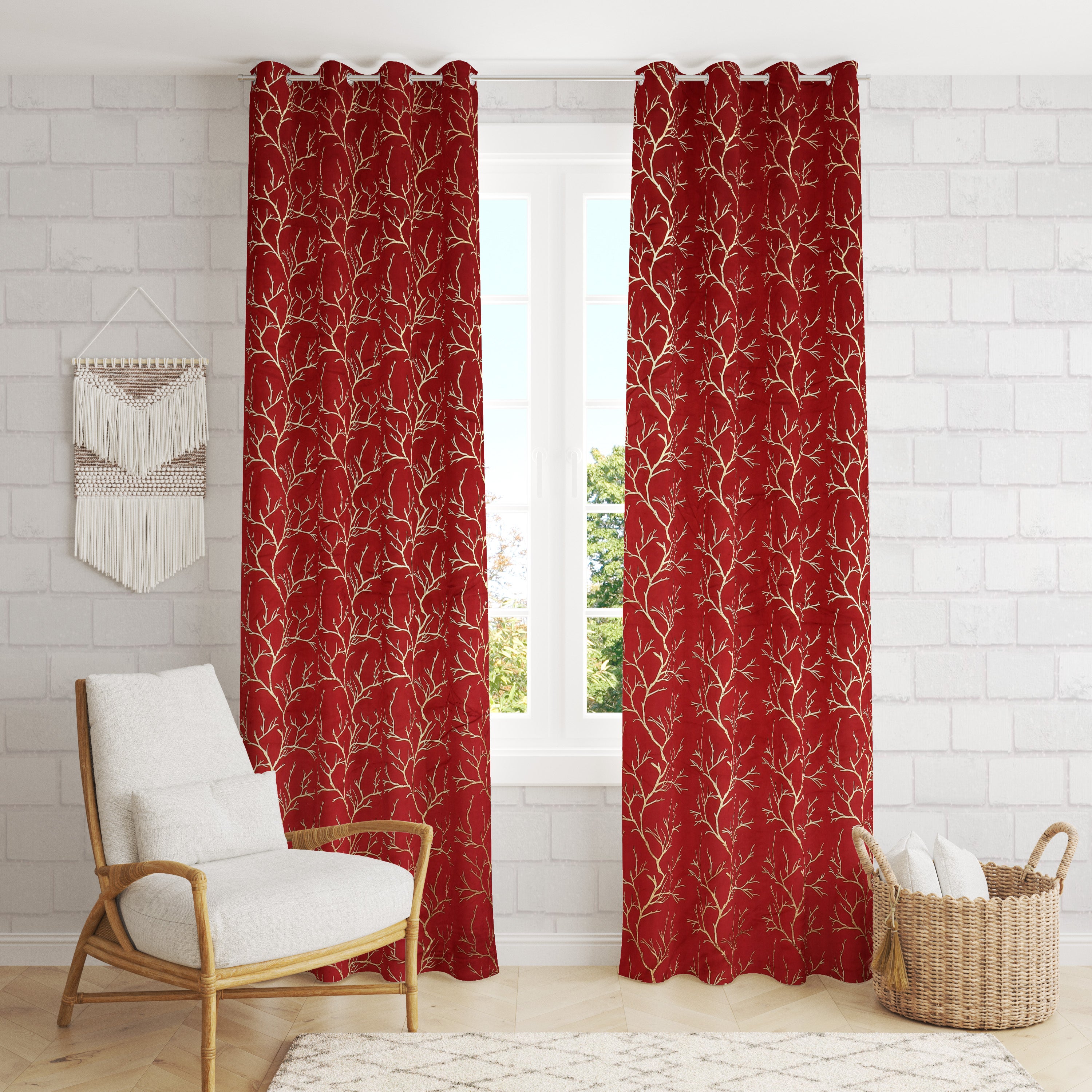 Digital Kart Royal Velvet Foil Branch Curtain