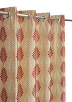 Surbhi Christmas tree print curtains in maroon color from The Digital Kart, featuring festive holiday tree designs for window decor.