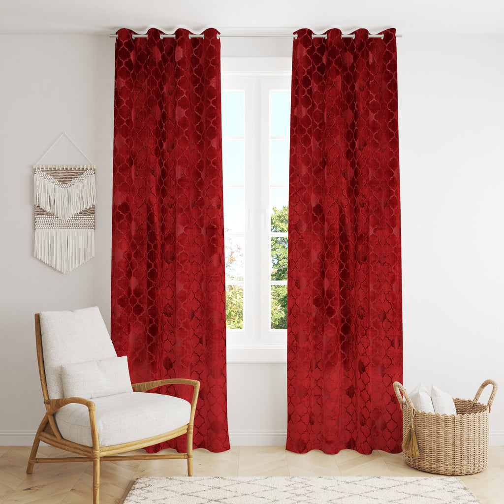 Maroon urban matka velvet cushion by The Digital Kart showcasing plush, textured velvet fabric with intricate detailing.