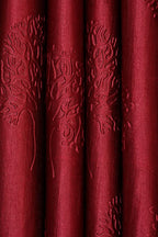 Maroon tree punch curtains from The Digital Kart featuring a bold, nature-inspired tree pattern on fabric window curtains