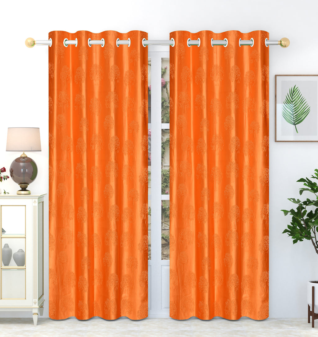 Orange tree punch curtains from The Digital Kart featuring a vibrant tree punch pattern for stylish window decor.