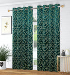 Velvet curtains with peacock foil pattern, stylish decorative window drapes from The Digital Kart.