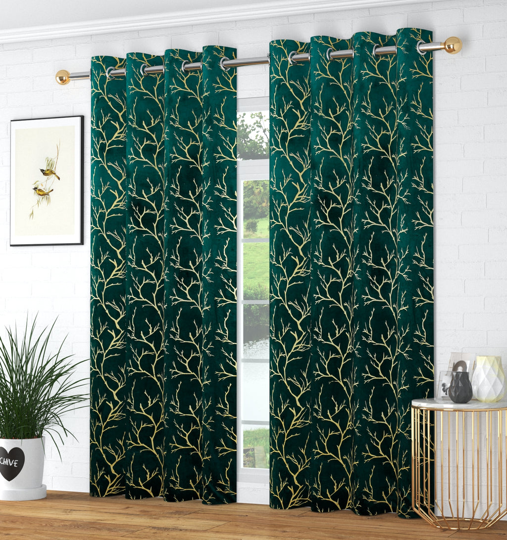 Digital Kart Royal Velvet Foil Branch Curtain