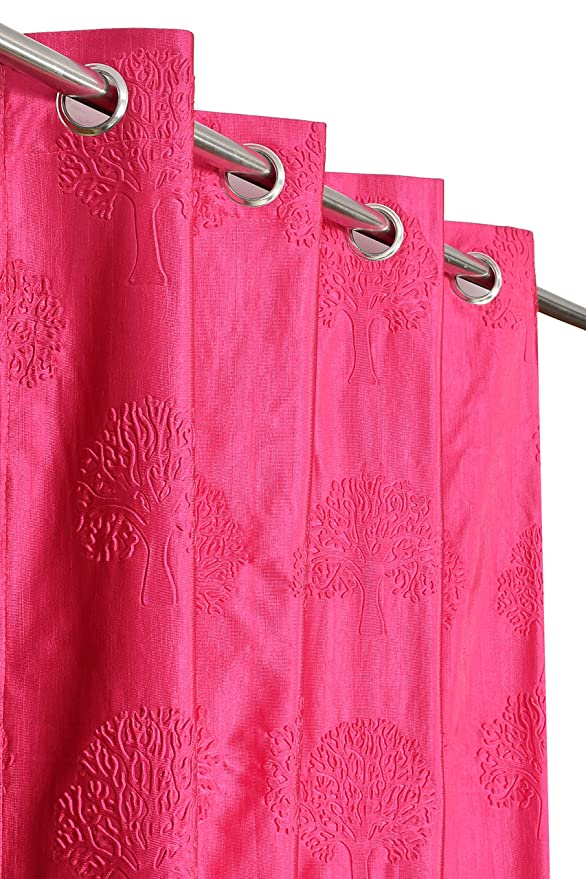 Pink tree punch curtains from The Digital Kart with a vibrant, nature-inspired design, perfect for adding color to a room.