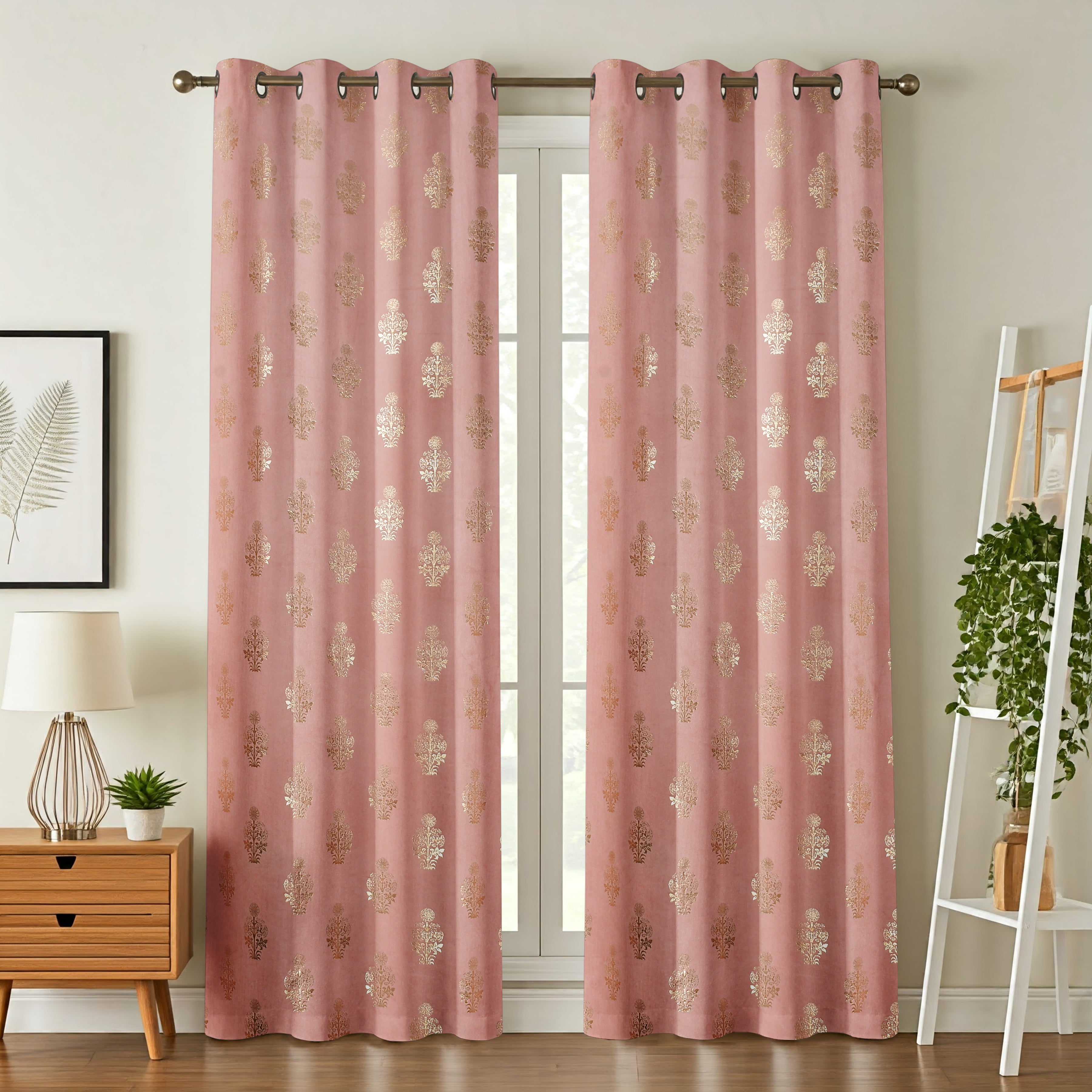 Velvet Foil Curtains Matka Print