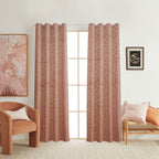 Rose gold velvet curtains with foil accents from The Digital Kart, showcasing soft fabric and elegant drape for stylish window decor.