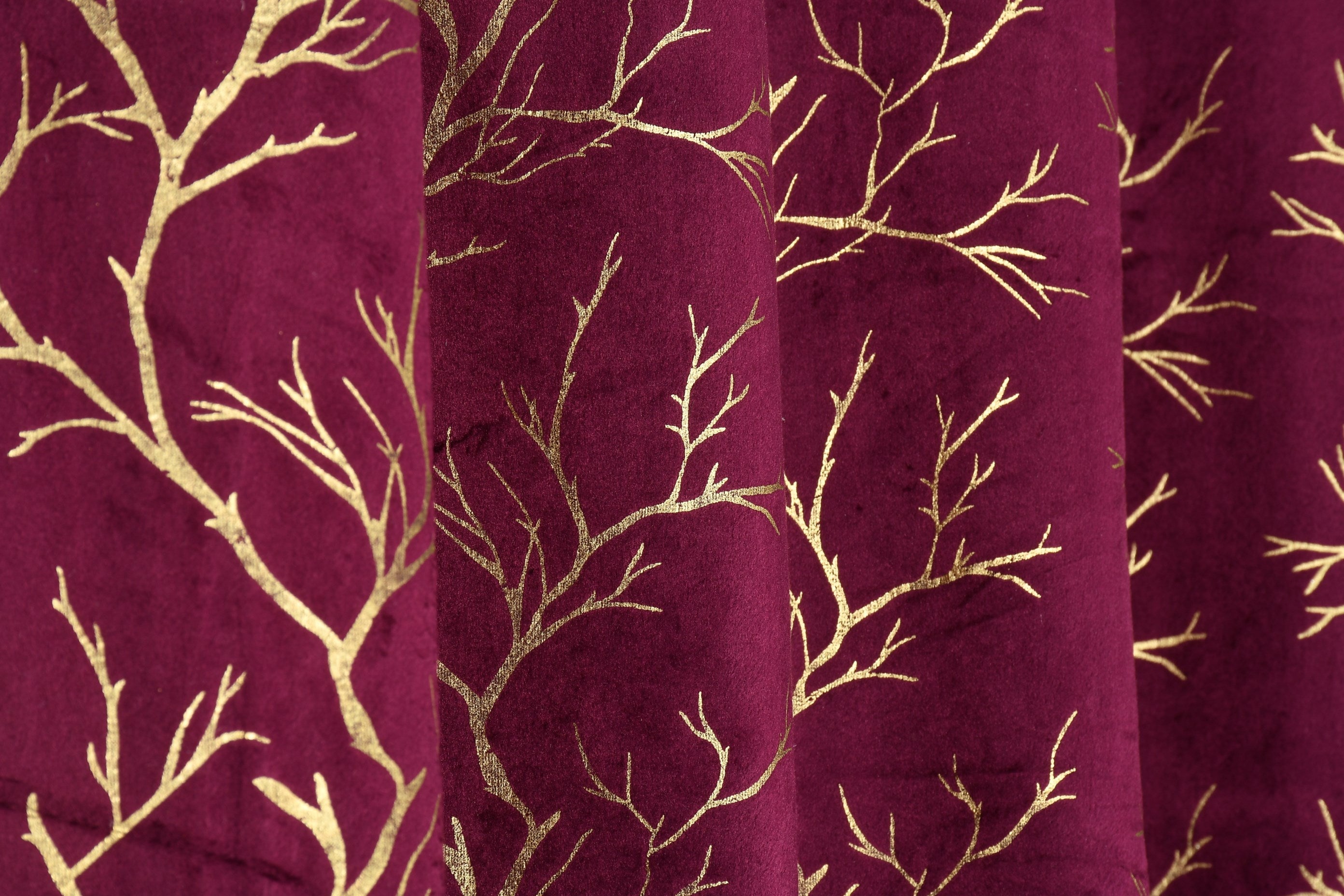 Digital Kart Royal Velvet Foil Branch Curtain
