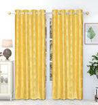Yellow tree punch curtains by The Digital Kart featuring a vibrant tree pattern for a stylish window decor.