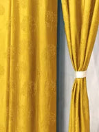 Bright yellow tree punch curtains from The Digital Kart with a vibrant, nature-inspired pattern for cheerful home decor.